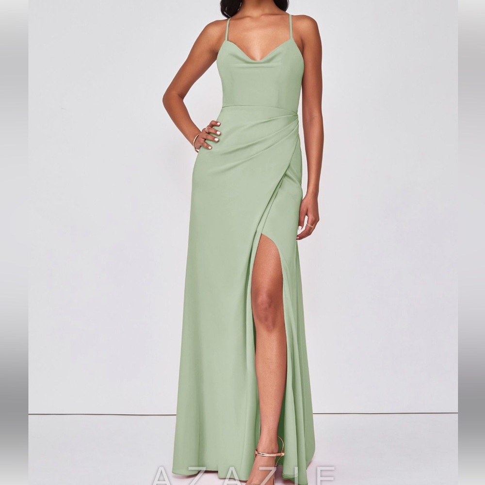 Dusty Sage Azazie Eilish Chiffon Dress